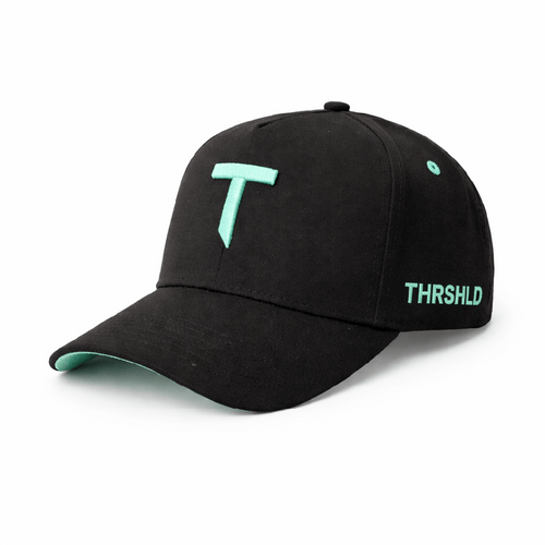 Black A-Frame Snapback (Teal trim)