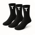 3-Pack Socks T Logo - Black - White Logo