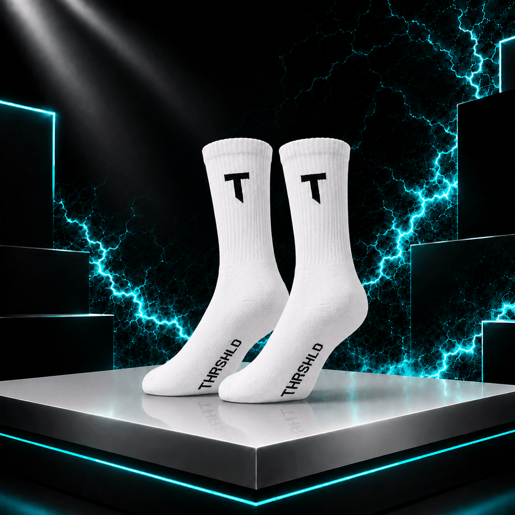 3-Pack Sock T Logo - White - Black Logo
