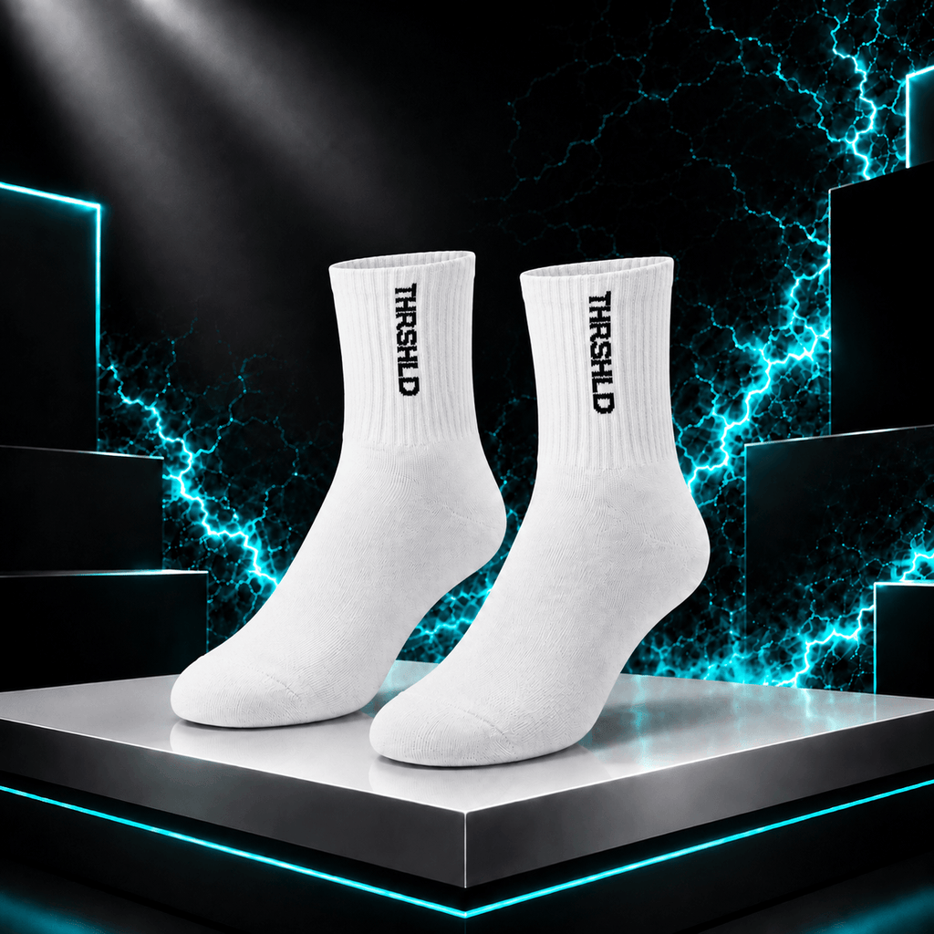 Short socks THRSHLD logo - White - Black logo