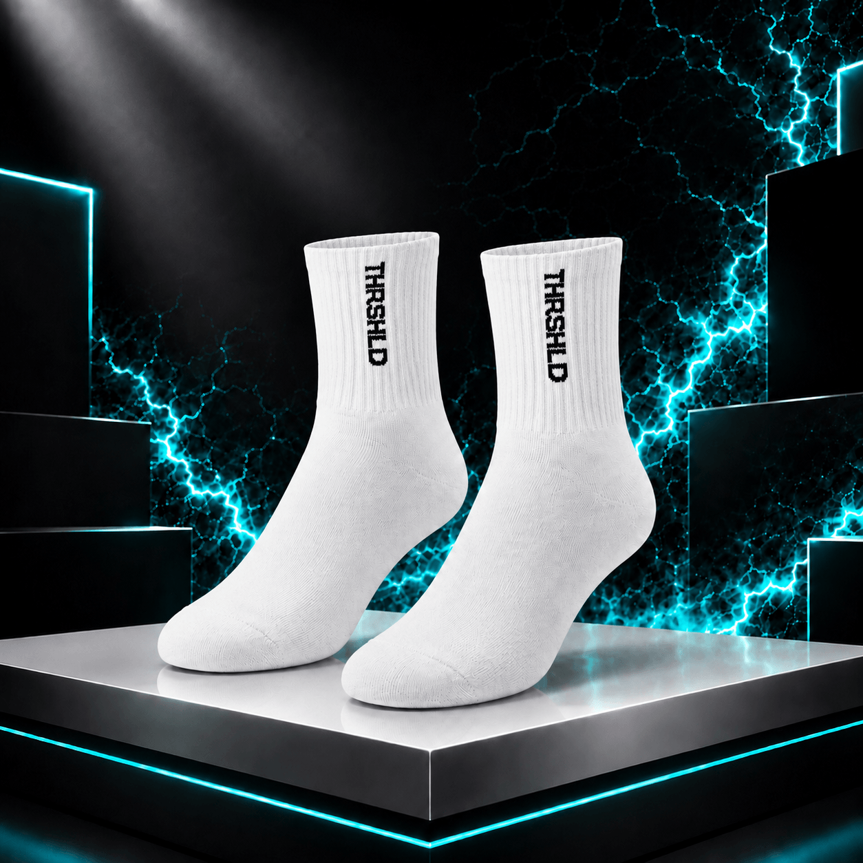 Short socks THRSHLD logo - White - Black logo