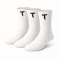 3-Pack Sock T Logo - White - Black Logo